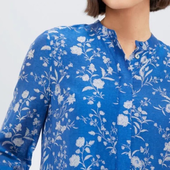 Tuckernuck Dress Womens Large Blue Floral Toile Long Slv Shift - Picture 7 of 14